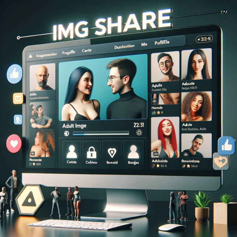 DALL·E 2023-10-28 15.45.17 - Photo-realistic image of a modern computer screen displaying the 'Adult Img Share' platform. The screen showcases various features such as profile cre