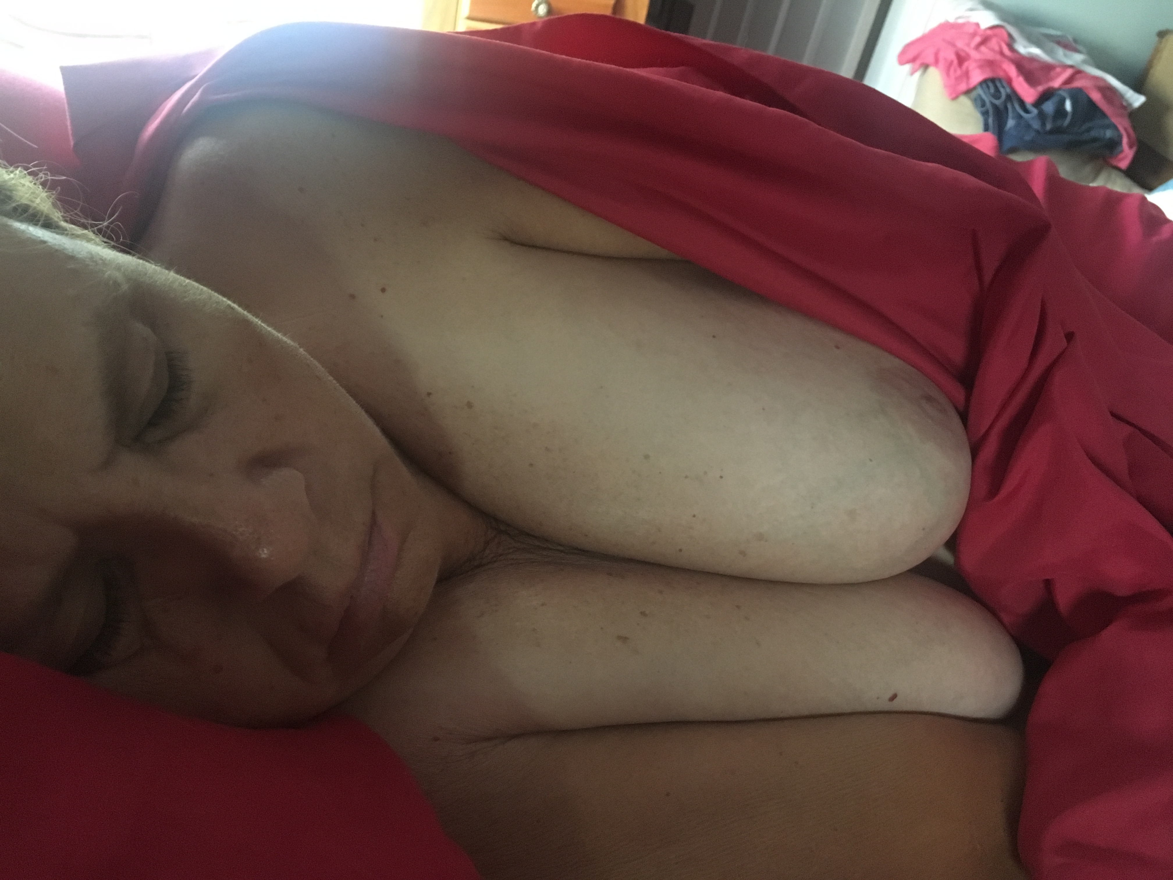 Sleeping wife's big tits