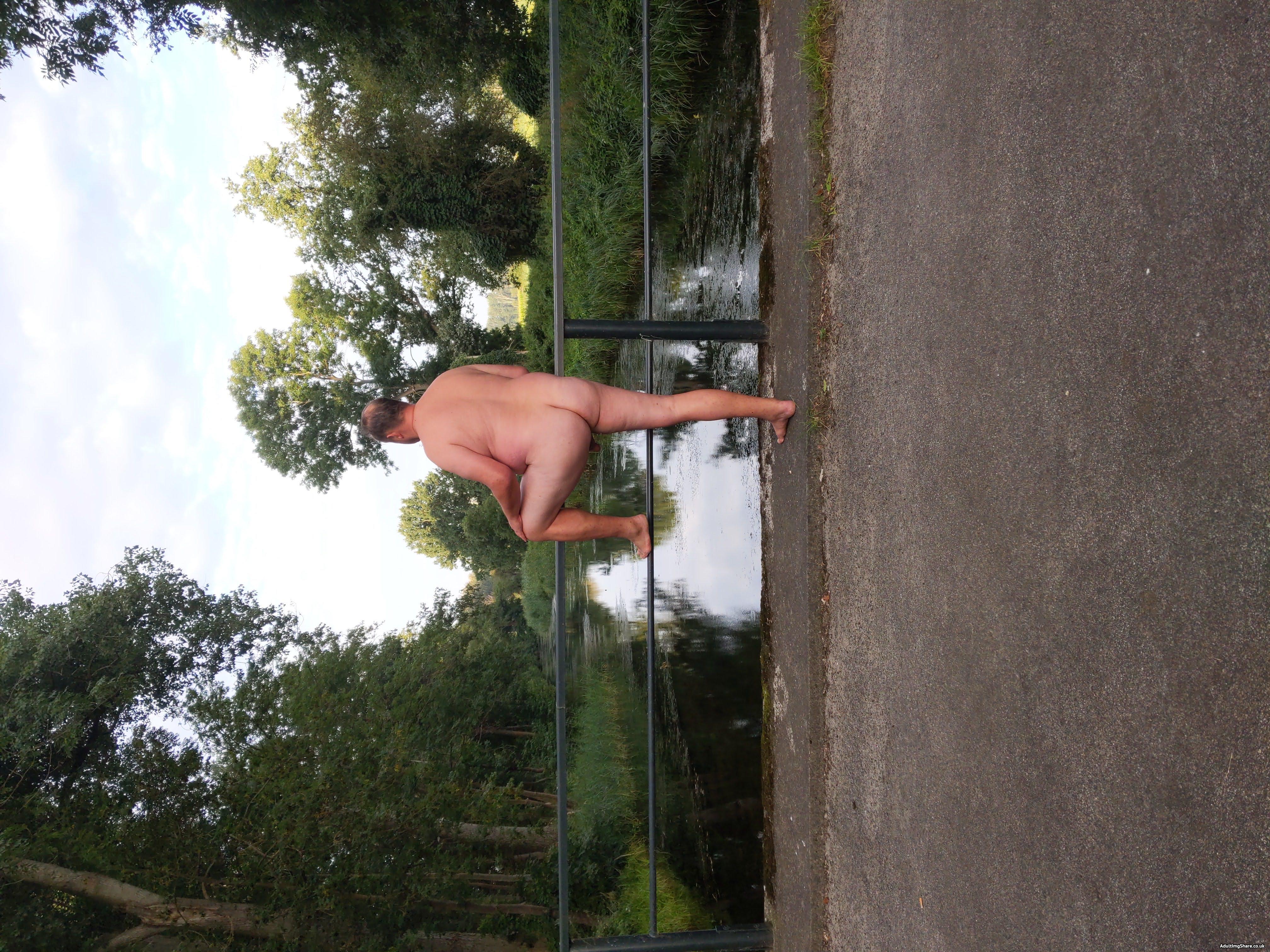 nude on a bridge