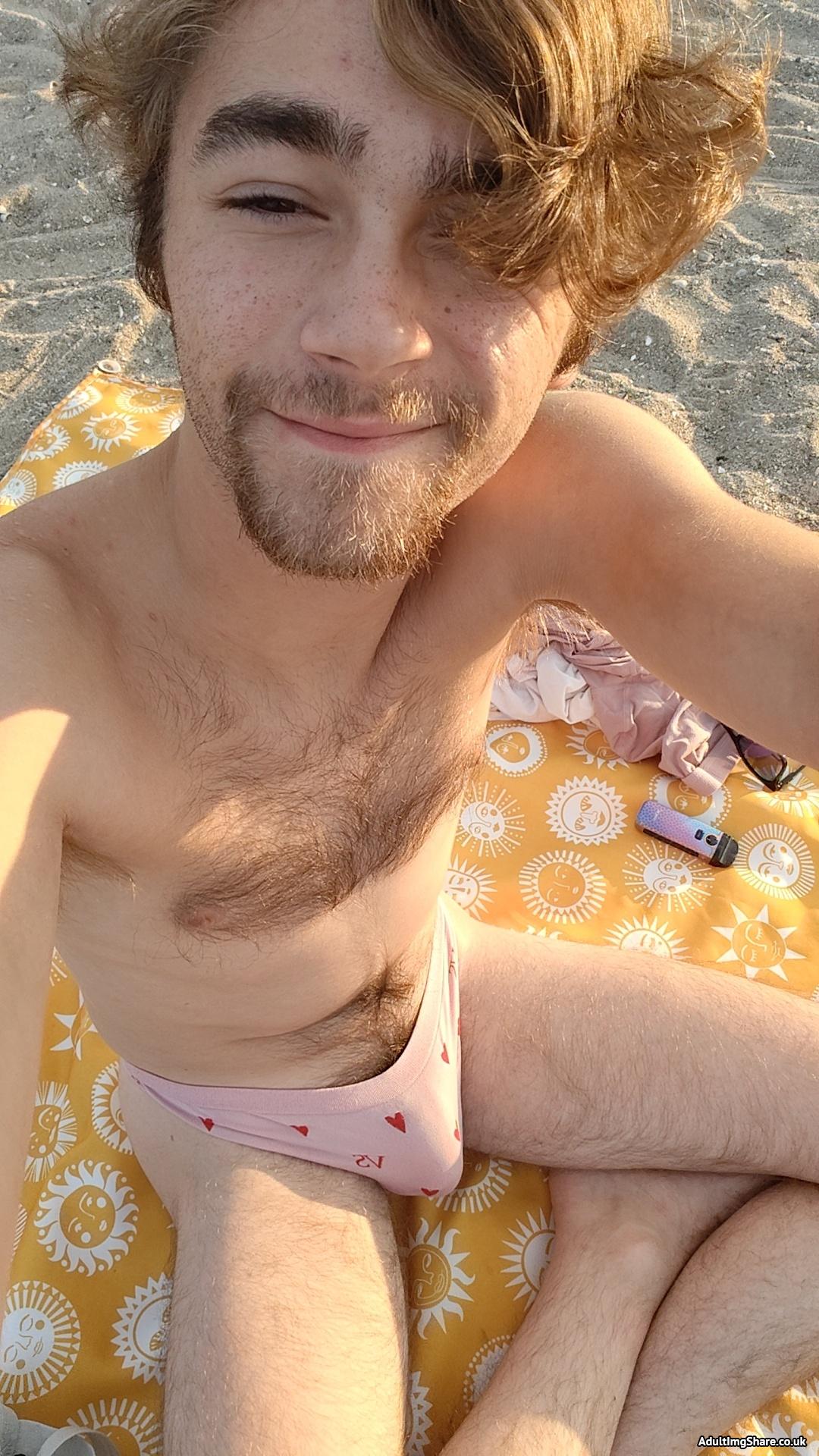 On the beach wearing one of my favorite pairs of panties 